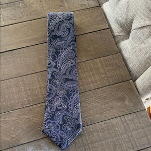 Paul Fredrick Navy, Purple and Silver Paisley Tie